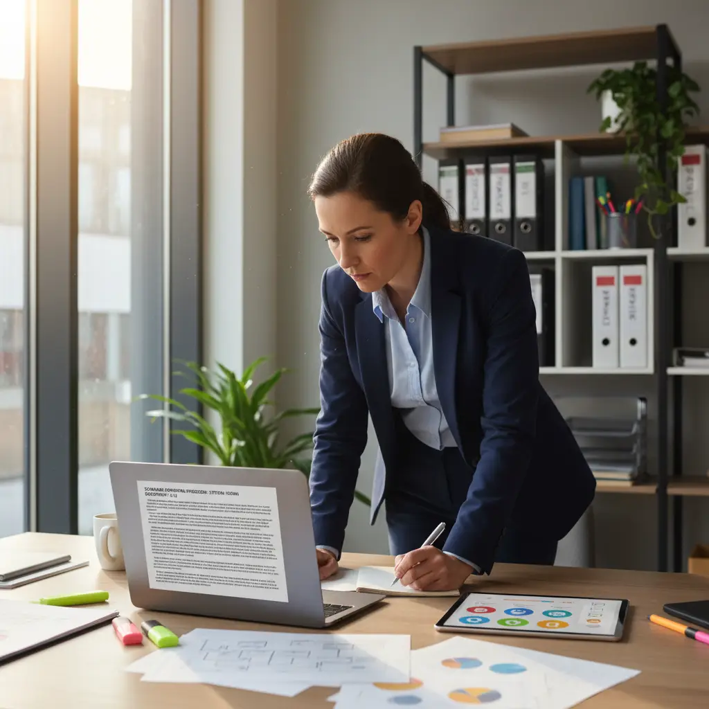Operations lead transforming a long SOP into a concise visual checklist job aid